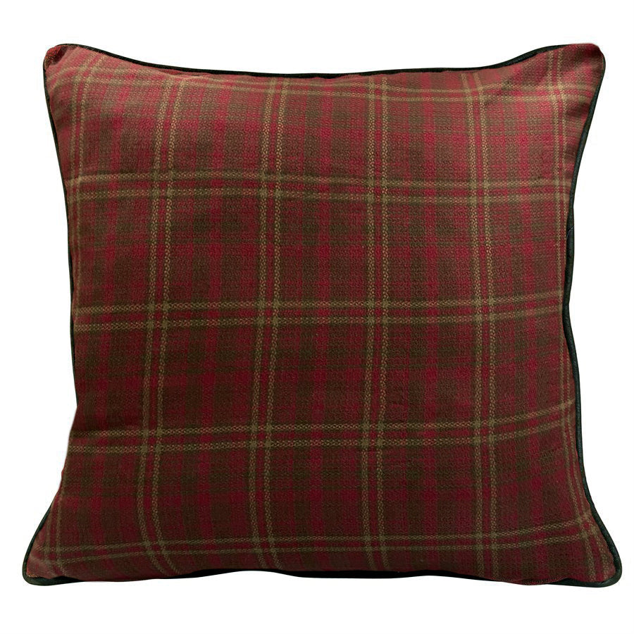 Hiend Accents Cascade Lodge Reversible Euro Sham - Embrace Rustic Charm With Luxurious Faux Leather And Plaid Design Red 50% Cotton,50% Polyester Lg1845es