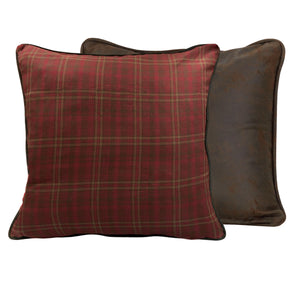 Hiend Accents Cascade Lodge Reversible Euro Sham - Embrace Rustic Charm With Luxurious Faux Leather And Plaid Design Red 50% Cotton,50% Polyester Lg1845es