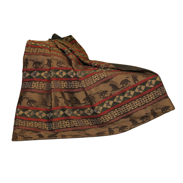 Hiend Accents Cascade Lodge Rustic Bear Reversible Throw Blanket - Cozy Chenille Comfort For Your Home Decor Red,Brown 100% Polyester Lg1845th