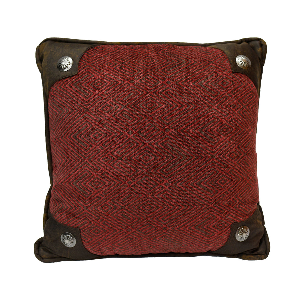 Hiend Accents Wilderness Ridge Concho Chenille Pillow - Cozy Rustic Decor With Elegant Western Accents And Style Red,Brown Shell, 100% Polyester,Fill, 100% Polyester Lg1849p3
