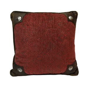 Hiend Accents Wilderness Ridge Concho Chenille Pillow - Cozy Rustic Decor With Elegant Western Accents And Style Red,Brown Shell, 100% Polyester,Fill, 100% Polyester Lg1849p3