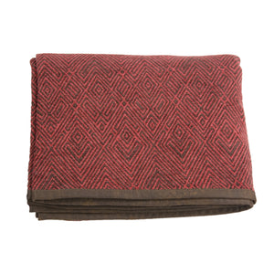 Hiend Accents Wilderness Ridge Chenille Throw – Luxurious Cozy Blanket With Geometric Pattern And Faux Leather Trim Red 100% Polyester Lg1849th