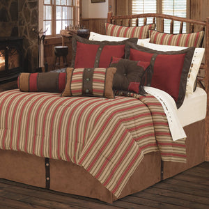 Hiend Accents Rock Canyon Bedding Set: Cozy 6-piece Collection For Rustic Lodge Style And Inviting Bedroom Retreats Red,Tan Comforter, Face, 100% Polyester,Back, 100% Cotton,Filling , 100% Polyester,Bedskirt, Skirt, 100% Polyester,Decking, 100% Polyester,Standard Sham, 100% Polyester(2pc). Dec Pillow, Shell, 100% Polyester ,Filling, 100% Polyester Lg1850-sq-oc