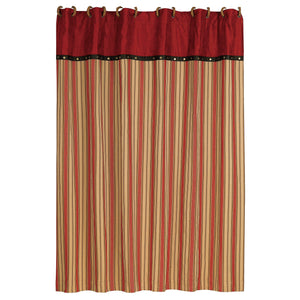 Hiend Accents Rock Canyon Shower Curtain - Rustic Lodge-inspired Design With Faux Leather Trim For Cozy Bathrooms Red,Tan 100% Polyester Lg1850sc