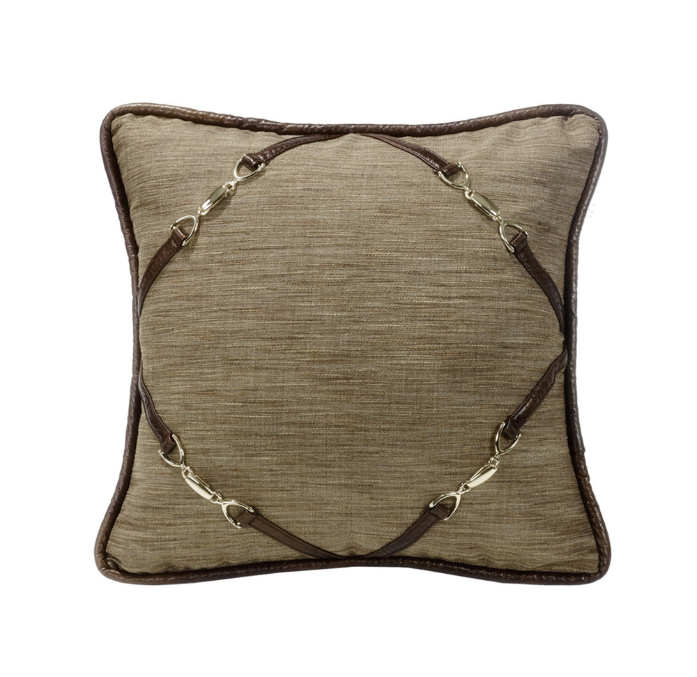 Hiend Accents Highland Lodge Buckle Cornered Throw Pillow - Rustic Charm Meets Modern Elegance For Cozy Decor Brown Shell, 100% Polyester,Fill, 100% Waterfowl Feathers Lg1860p3
