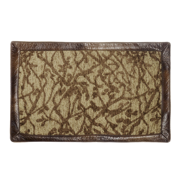 Hiend Accents Highland Lodge Faux Leather Trimmed Placemat Set - Elevate Dining With Rustic Charm & Elegance Brown 100% Polyester Lg1860pm