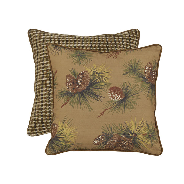 Hiend Accents Pinecone Reversed Houndstooth Euro Sham - Rustic Charm Meets Sophisticated Style For Cozy Bedrooms Tan,Green 50% Cotton,50% Polyester Lg1880e2