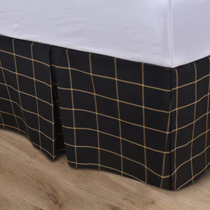 Hiend Accents Windowpane Plaid Tailored Bed Skirt – Elevate Your Bedroom Decor With Timeless Elegance And Style Black & Tan 100% Polyester Lg1890bs-kg-oc