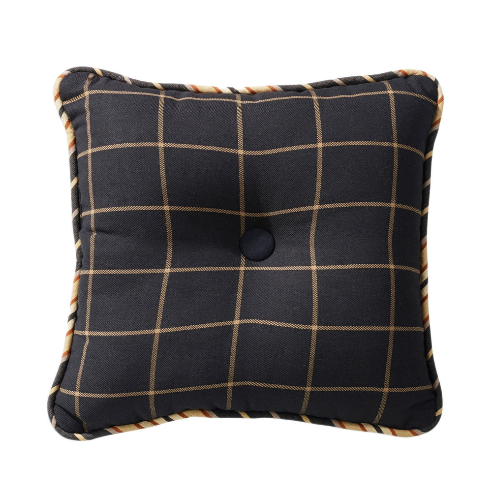 Hiend Accents Ashbury Windowpane Tufted Throw Pillow - Cozy Rustic Accent For Stylish Home Decor & Comfort Black,Tan Shell, 65% Polyester,35% Cotton,Fill, 100% Polyester Lg1890p2