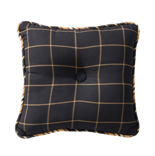 Hiend Accents Ashbury Windowpane Tufted Throw Pillow - Cozy Rustic Accent For Stylish Home Decor & Comfort Black,Tan Shell, 65% Polyester,35% Cotton,Fill, 100% Polyester Lg1890p2