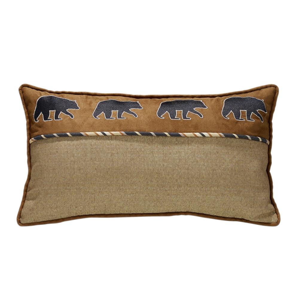 Hiend Accents Ashbury Black Bear Lumbar Pillow - Rustic Elegance With Plush Faux Suede And Woven Tweed Design Tan,Brown 80% Polyester,20% Cotton,Fill, 100% Waterfowl Feathers Lg1890p5