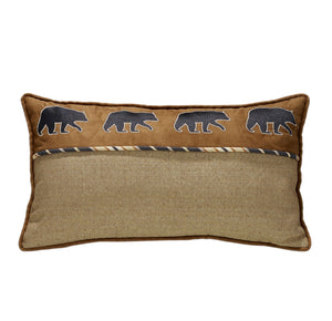 Hiend Accents Ashbury Black Bear Lumbar Pillow - Rustic Elegance With Plush Faux Suede And Woven Tweed Design Tan,Brown 80% Polyester,20% Cotton,Fill, 100% Waterfowl Feathers Lg1890p5