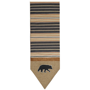 Hiend Accents Ashbury Black & Tan Table Runner - Rustic Elegance With Bear Appliques For Cozy Dining Decor Multi 50% Cotton,50% Polyester Lg1890r