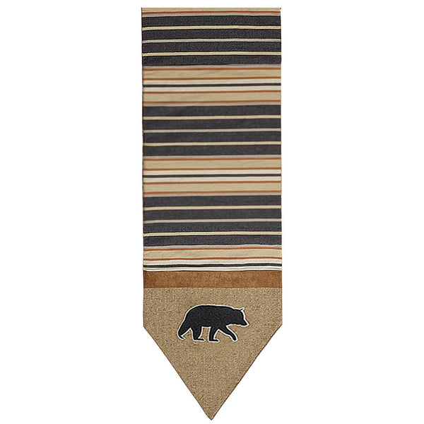 Hiend Accents Ashbury Black & Tan Table Runner - Rustic Elegance With Bear Appliques For Cozy Dining Decor Multi 50% Cotton,50% Polyester Lg1890r
