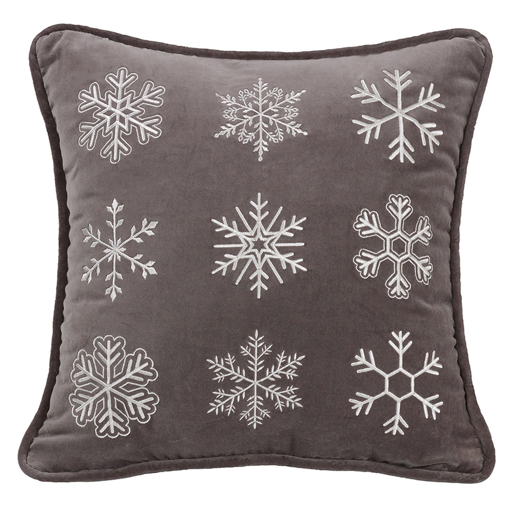 Hiend Accents Whistler Velvet Snowflake Throw Pillow - Elegant Winter Charm For Cozy Home Decor And Comfort Gray Shell, 100% Cotton,Filling, 100% Polyester Lg1895p1