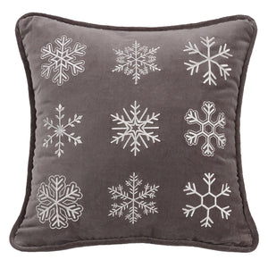 Hiend Accents Whistler Velvet Snowflake Throw Pillow - Elegant Winter Charm For Cozy Home Decor And Comfort Gray Shell, 100% Cotton,Filling, 100% Polyester Lg1895p1
