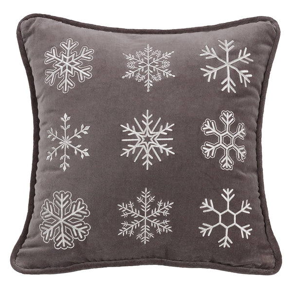 Hiend Accents Whistler Velvet Snowflake Throw Pillow - Elegant Winter Charm For Cozy Home Decor And Comfort Gray Shell, 100% Cotton,Filling, 100% Polyester Lg1895p1