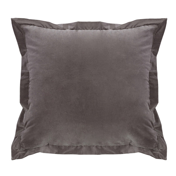 Hiend Accents Whistler Flanged Velvet Square Pillow - Luxurious Soft Texture For Modern Rustic Home Decor Gray Shell, 100% Cotton,Fill, 100% Waterfowl Feathers Lg1895p3