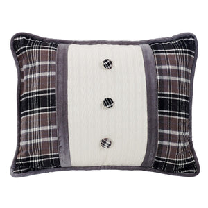 Hiend Accents Whistler Buttoned Velvet Oblong Pillow - Elegant Tuxedo Design For Modern Rustic Home Décor White,Brown Shell, 75% Cotton,25% Polyester. Fill, 100% Waterfowl Feathers Lg1895p4