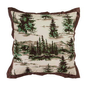 Hiend Accents Joshua Euro Sham - Luxurious Cotton Accent With Rustic Forest And Mountain Design For Cozy Decor Cream,Brown,Green 100% Polyester Lg1915es
