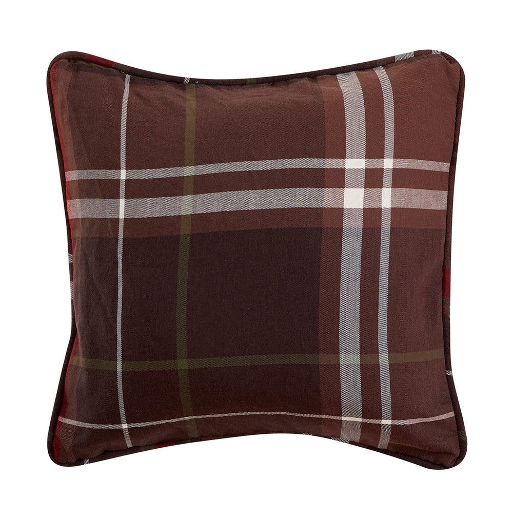 Hiend Accents Jackson Plaid Euro Sham - Luxurious Lodge-inspired Bedding Accessory For A Cozy Winter Retreat Brown,Red 65% Polyester,35% Cotton Lg1932es