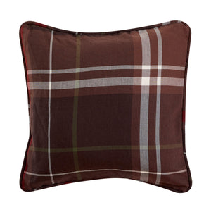 Hiend Accents Jackson Plaid Euro Sham - Luxurious Lodge-inspired Bedding Accessory For A Cozy Winter Retreat Brown,Red 65% Polyester,35% Cotton Lg1932es