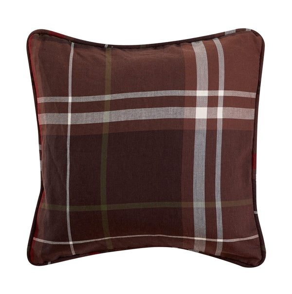 Hiend Accents Jackson Plaid Euro Sham - Luxurious Lodge-inspired Bedding Accessory For A Cozy Winter Retreat Brown,Red 65% Polyester,35% Cotton Lg1932es