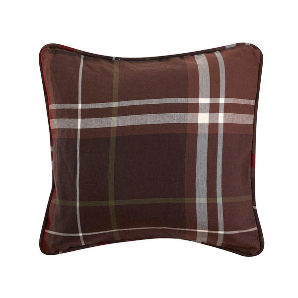 Hiend Accents Jackson Plaid Pillow – Cozy Rustic Accent For Modern Lodge Décor, Perfect For Winter Retreats Brown,Red Shell, 65% Polyester,35% Cotton,Fill, 100% Waterfowl Feathers Lg1932p1
