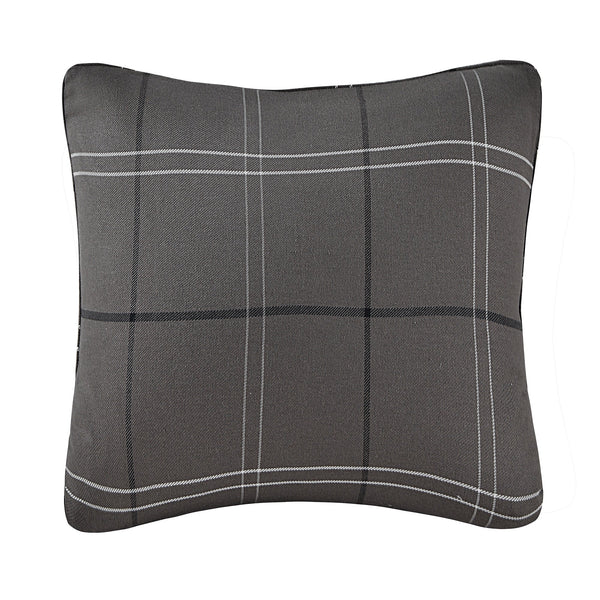 Hiend Accents Heath Euro Sham - Chic Windowpane Plaid Design For Modern Rustic Elegance In Your Bedding Ensemble Graphite 65% Polyester,35% Cotton Lg2016es