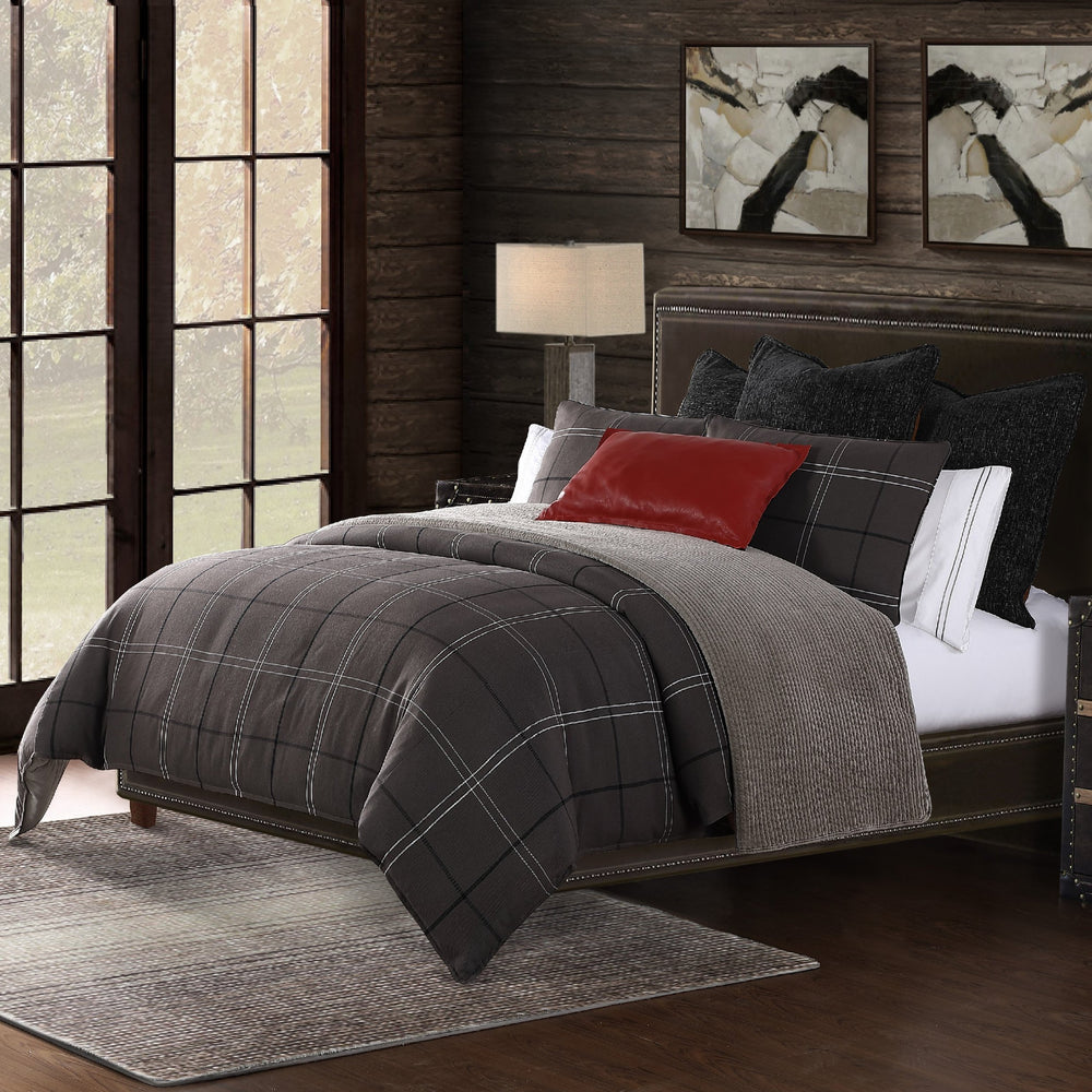 Hiend Accents Heath Comforter Set - Luxurious 3-piece Chenille Design For Modern Rustic Bedroom Decor Delight Graphite Face,35% Cotton，65% Polyester. Back, 100% Cotton. Filling, 100% Polyester Lg2016-fl-oc
