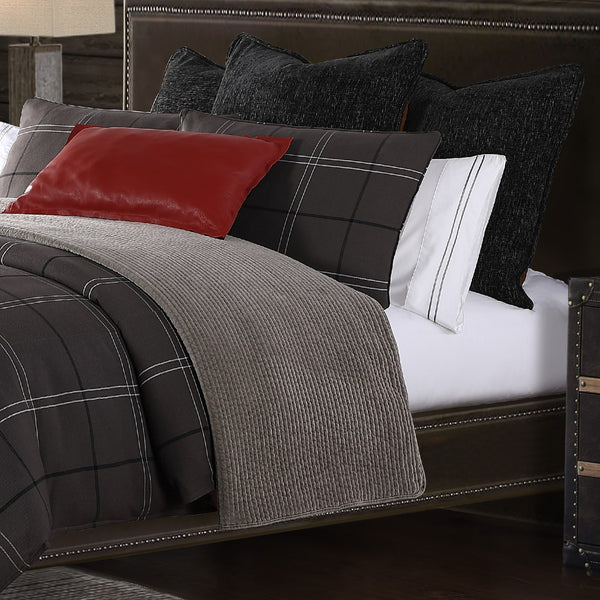 Hiend Accents Heath Comforter Set - Luxurious 3-piece Chenille Design For Modern Rustic Bedroom Decor Delight Graphite Face,35% Cotton，65% Polyester. Back, 100% Cotton. Filling, 100% Polyester Lg2016-sk-oc