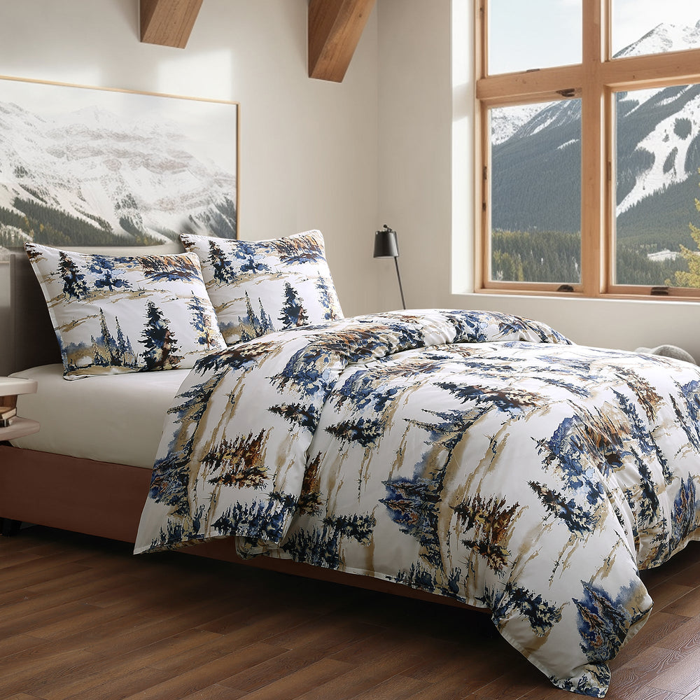Hiend Accents Acadia Reversible Duvet Cover Set - Luxurious Cotton Bedding Inspired By Serene Forest Landscapes Copper 100% Cotton Lg2315ds-sk-cp