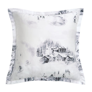 Hiend Accents Ski Life Lyocell Euro Sham - Luxurious Softness With Stunning Ski Print For Cozy Lodge Bedroom Decor Gray 100% Lyocell Lg2338es-os-gy