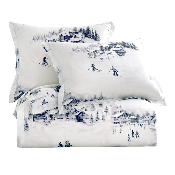 Hiend Accents Ski Life Lyocell Duvet Cover Set - Transform Your Bedroom With Elegant Ski-themed Comfort And Style Gray Duvet Cover ,Face And Back, 100% Lyocell. Pillow Sham ,100% Lyocell. Lg2338ds-sk-gy