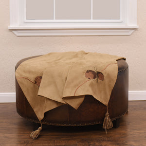 Hiend Accents Embroidered Pine Cone Throw - Luxurious Faux Suede Blanket For Cozy Lodge-inspired Home Decor Tan 100% Polyester Lg3100th-os-tn