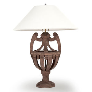 Zentique Cavendish Poplar Table Lamp with Neutral Fabric Shade — Warm Grain Finish, Ambient Light for Living Areas LI-05-01S