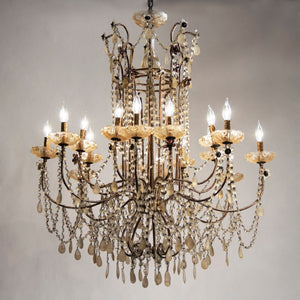 Zentique Lazzaro Crystal Iron Chandelier — 40" Classic Traditional Lighting Fixture, Durable Powder-Coated Frame LI-05-109