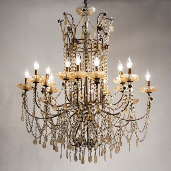 Zentique Lazzaro Crystal Iron Chandelier — 40" Classic Traditional Lighting Fixture, Durable Powder-Coated Frame LI-05-109
