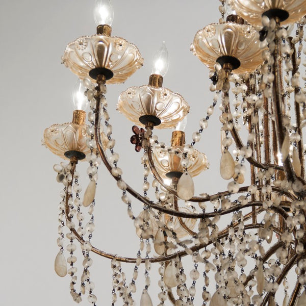Zentique Lazzaro Crystal Iron Chandelier — 40" Classic Traditional Lighting Fixture, Durable Powder-Coated Frame LI-05-109