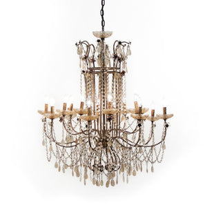 Zentique Lazzaro Crystal Iron Chandelier — 40" Classic Traditional Lighting Fixture, Durable Powder-Coated Frame LI-05-109