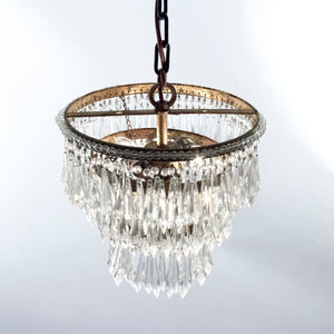 Zentique Ancil Crystal Chandelier with Copper Accents — Compact 11.5" W x 15" H Elegant Pendant Light Fixture LI-05-113