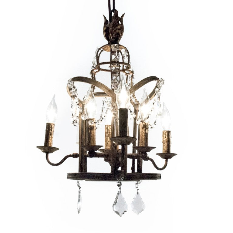 Zentique Corette Crystal & Elm Hanging Light — Transitional Metal Chandelier for Dining, Foyer, Kitchen Islands (97 chars) LI-05-144S