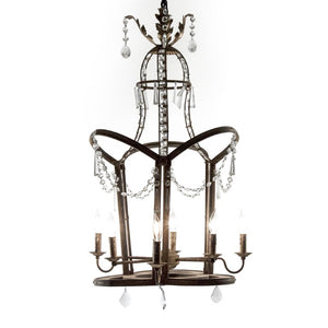 Zentique Garland Chandelier with Crystal Accents, Elm Wood & Metal Frame — Warm Layered Glow for Dining (96 chars) LI-05-144L