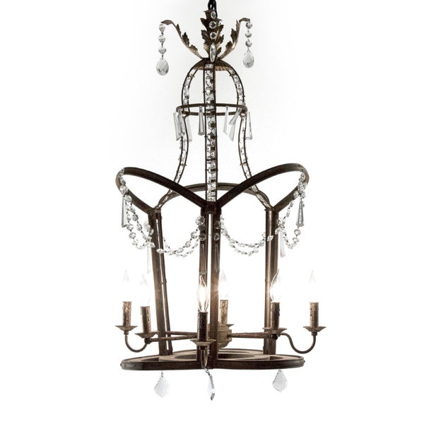 Zentique Garland Chandelier with Crystal Accents, Elm Wood & Metal Frame — Warm Layered Glow for Dining (96 chars) LI-05-144L