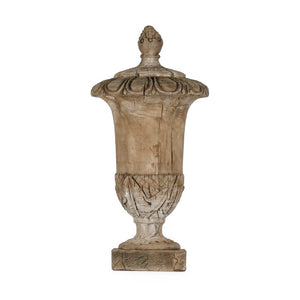 Zentique Wooden Sculpted Finial Urn — Solid Poplar Decorative Accent for Mantel, Console, Table Centerpiece W12 x H25 x D12 LI-S10-06-15L