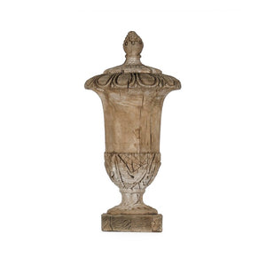 Zentique Wooden Sculpted Finial Urn — Solid Poplar Decorative Accent for Mantel, Console, Table Centerpiece W10 x H21 x D10 LI-S10-06-15M