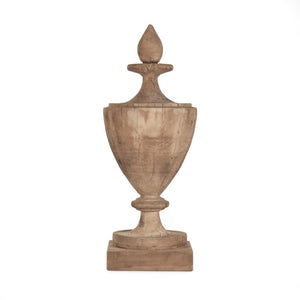 Zentique Wooden Sculpted Finial Urn — Solid Poplar Decorative Accent for Mantel, Console, Table Centerpiece W11 x H29 x D11 LI-S10-06-17