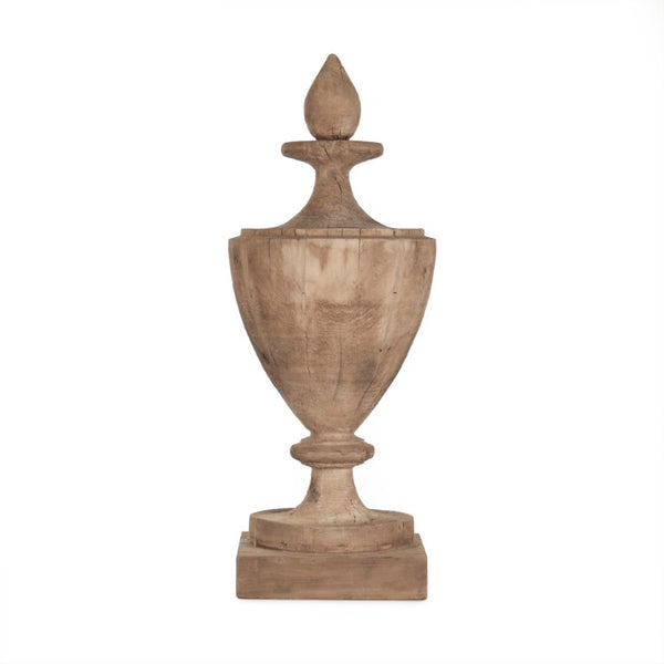 Zentique Wooden Sculpted Finial Urn — Solid Poplar Decorative Accent for Mantel, Console, Table Centerpiece W11 x H29 x D11 LI-S10-06-17