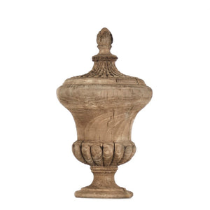 Zentique Wooden Sculpted Finial Urn — Solid Poplar Decorative Accent for Mantel, Console, Table Centerpiece W12 x H21 x D12 LI-S10-06-19S