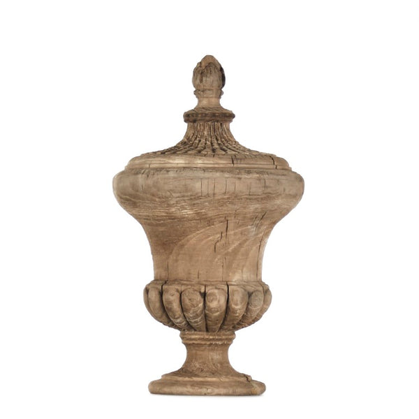 Zentique Wooden Sculpted Finial Urn — Solid Poplar Decorative Accent for Mantel, Console, Table Centerpiece W12 x H21 x D12 LI-S10-06-19S